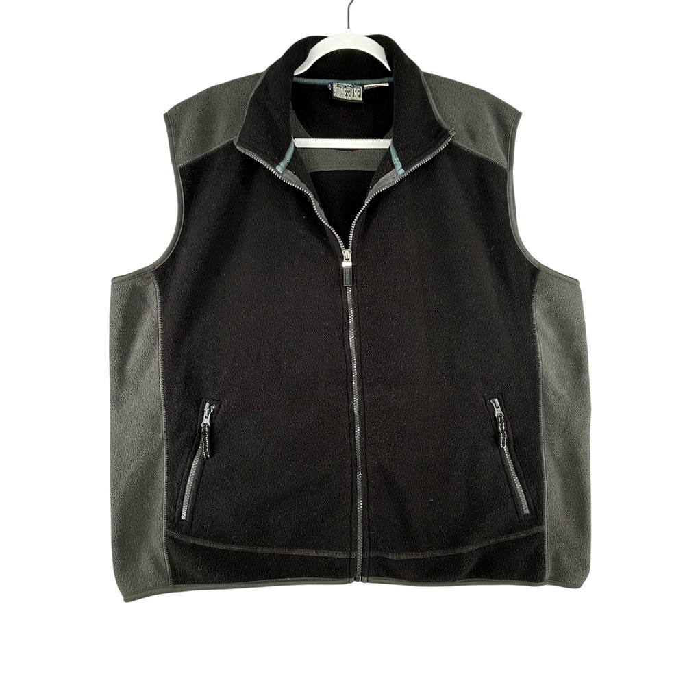 Destination Above Sea‎ Level Mens Black Grey Fleece Zip Up Vest Size X-Large